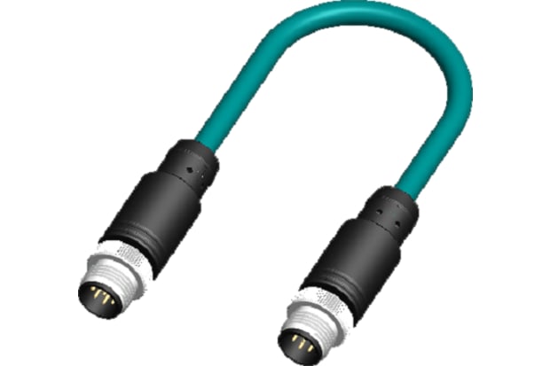 RS PRO Straight Male 8 way M12 to Straight Male 8 way M12 Actuator/Sensor Cable, 2m